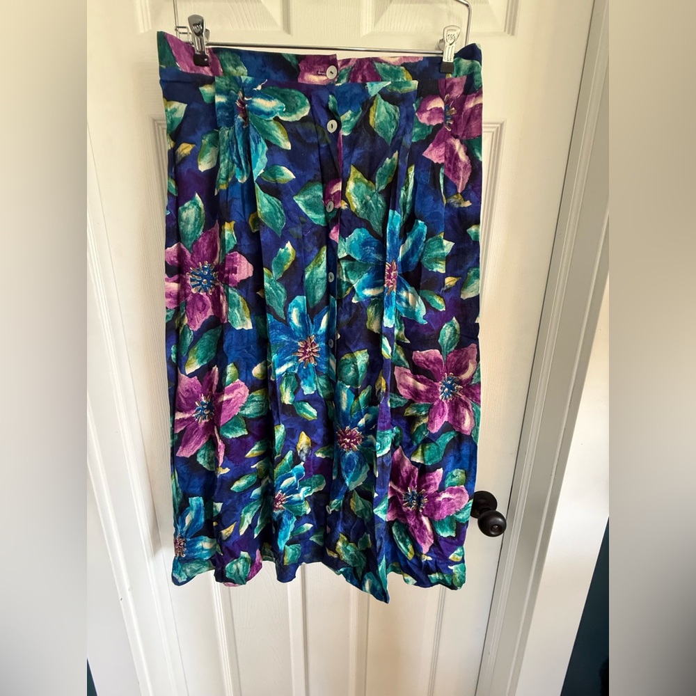 Floral Women's Skirt in Blue and Purple